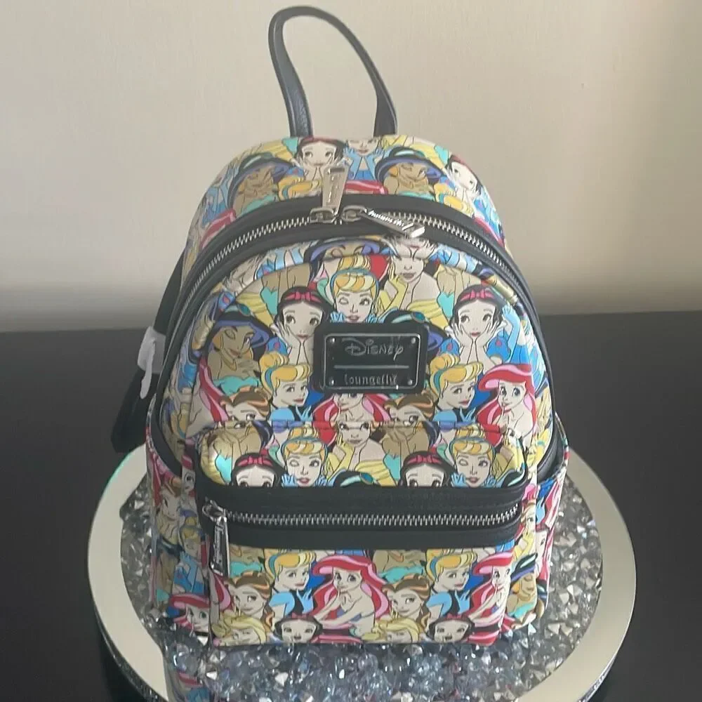 New loungefly Disney princesses all over print mini backpack book bag
